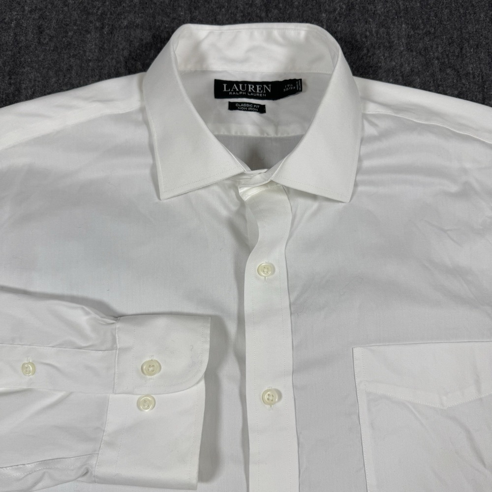 Lauren Ralph Lauren Men's White Classic Fit Non Iron Dress Shirt 17.5 32/33